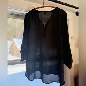 Maurices Black Sheer V-Neck Blouse
